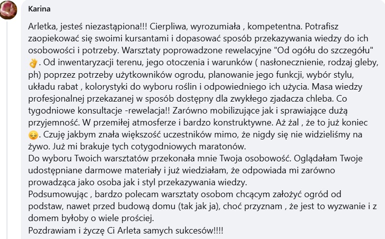 opinia warsztaty Karina